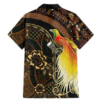 Papua New Guinea and Indonesia Batik Family Matching Off Shoulder Short Dress and Hawaiian Shirt Bird of Paradise with Tribal Batik Patterns LT03 - Polynesian Pride