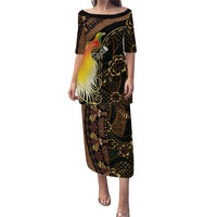 Papua New Guinea and Indonesia Batik Family Matching Puletasi and Hawaiian Shirt Bird of Paradise with Tribal Batik Patterns LT03 Mom's Dress Multicolor - Polynesian Pride