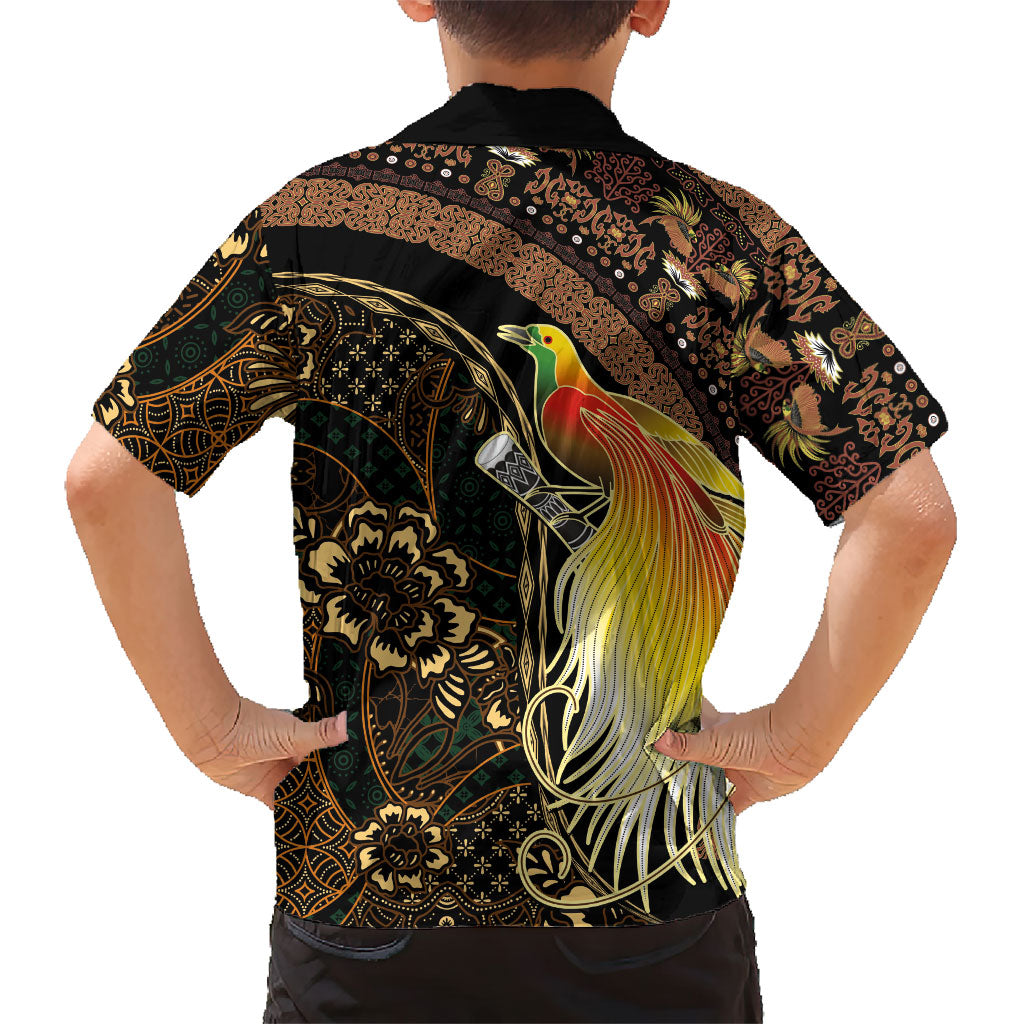 Papua New Guinea and Indonesia Batik Family Matching Summer Maxi Dress and Hawaiian Shirt Bird of Paradise with Tribal Batik Patterns LT03 - Polynesian Pride