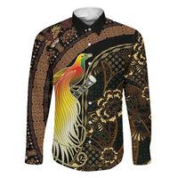 Papua New Guinea and Indonesia Batik Family Matching Summer Maxi Dress and Hawaiian Shirt Bird of Paradise with Tribal Batik Patterns LT03 Dad's Shirt - Long Sleeve Multicolor - Polynesian Pride