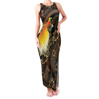 Papua New Guinea and Indonesia Batik Family Matching Tank Maxi Dress and Hawaiian Shirt Bird of Paradise with Tribal Batik Patterns LT03 Mom's Dress Multicolor - Polynesian Pride