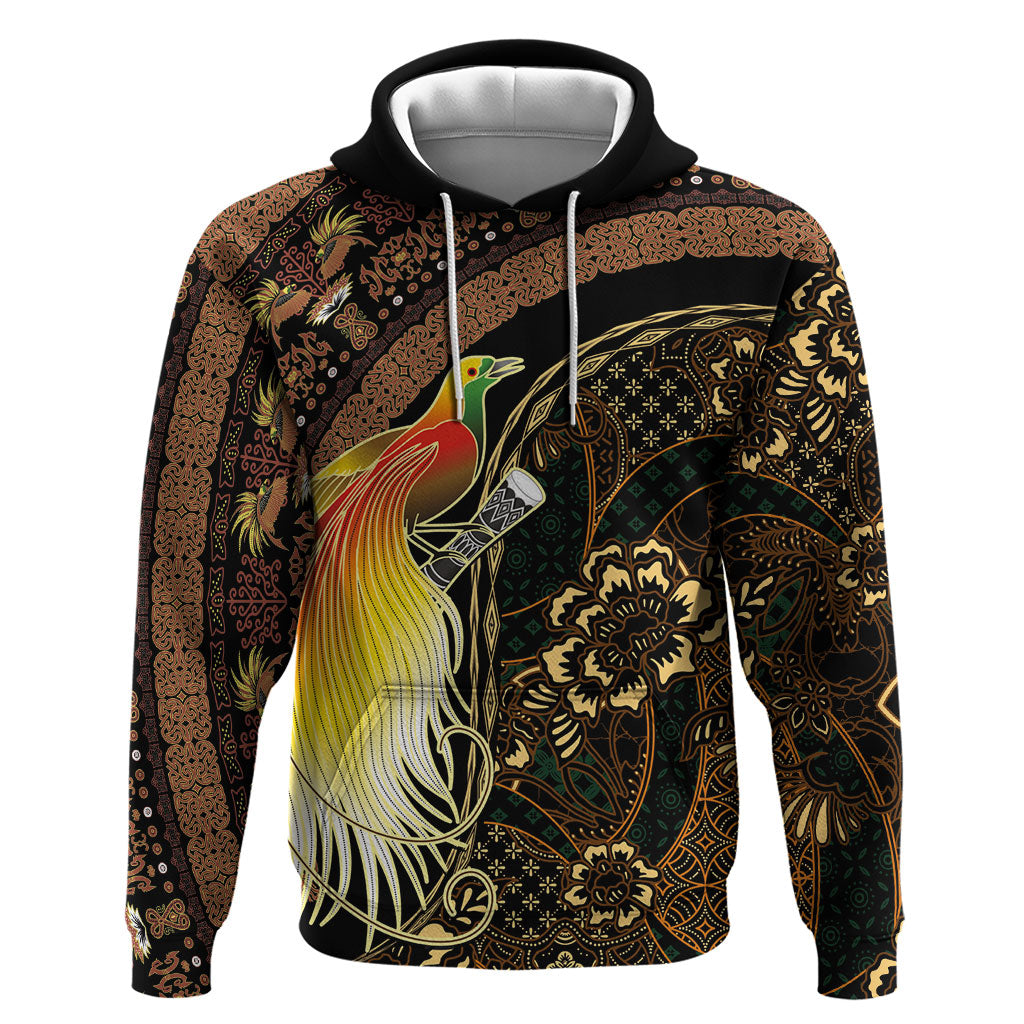 Papua New Guinea and Indonesia Batik Hoodie Bird of Paradise with Tribal Batik Patterns
