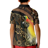 Papua New Guinea and Indonesia Batik Kid Polo Shirt Bird of Paradise with Tribal Batik Patterns LT03 - Polynesian Pride