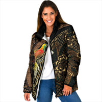 Papua New Guinea and Indonesia Batik Padded Jacket Bird of Paradise with Tribal Batik Patterns