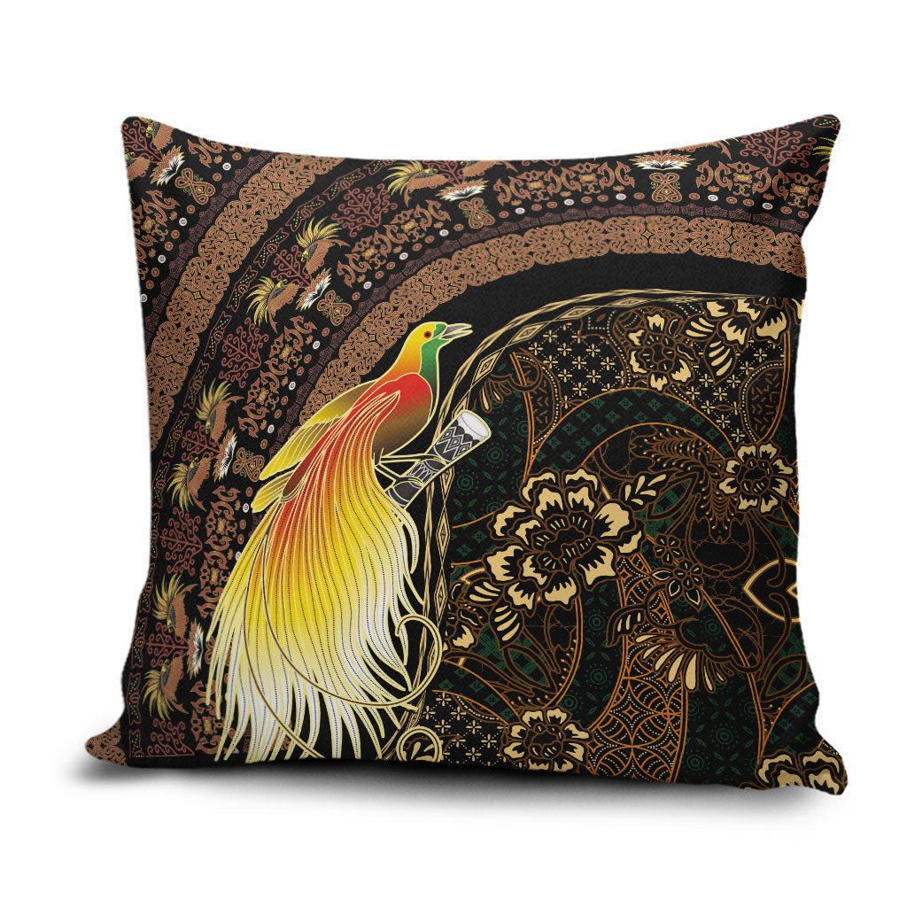 Papua New Guinea and Indonesia Batik Pillow Cover Bird of Paradise with Tribal Batik Patterns