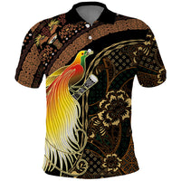 Papua New Guinea and Indonesia Batik Polo Shirt Bird of Paradise with Tribal Batik Patterns