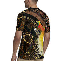 Papua New Guinea and Indonesia Batik Rugby Jersey Bird of Paradise with Tribal Batik Patterns