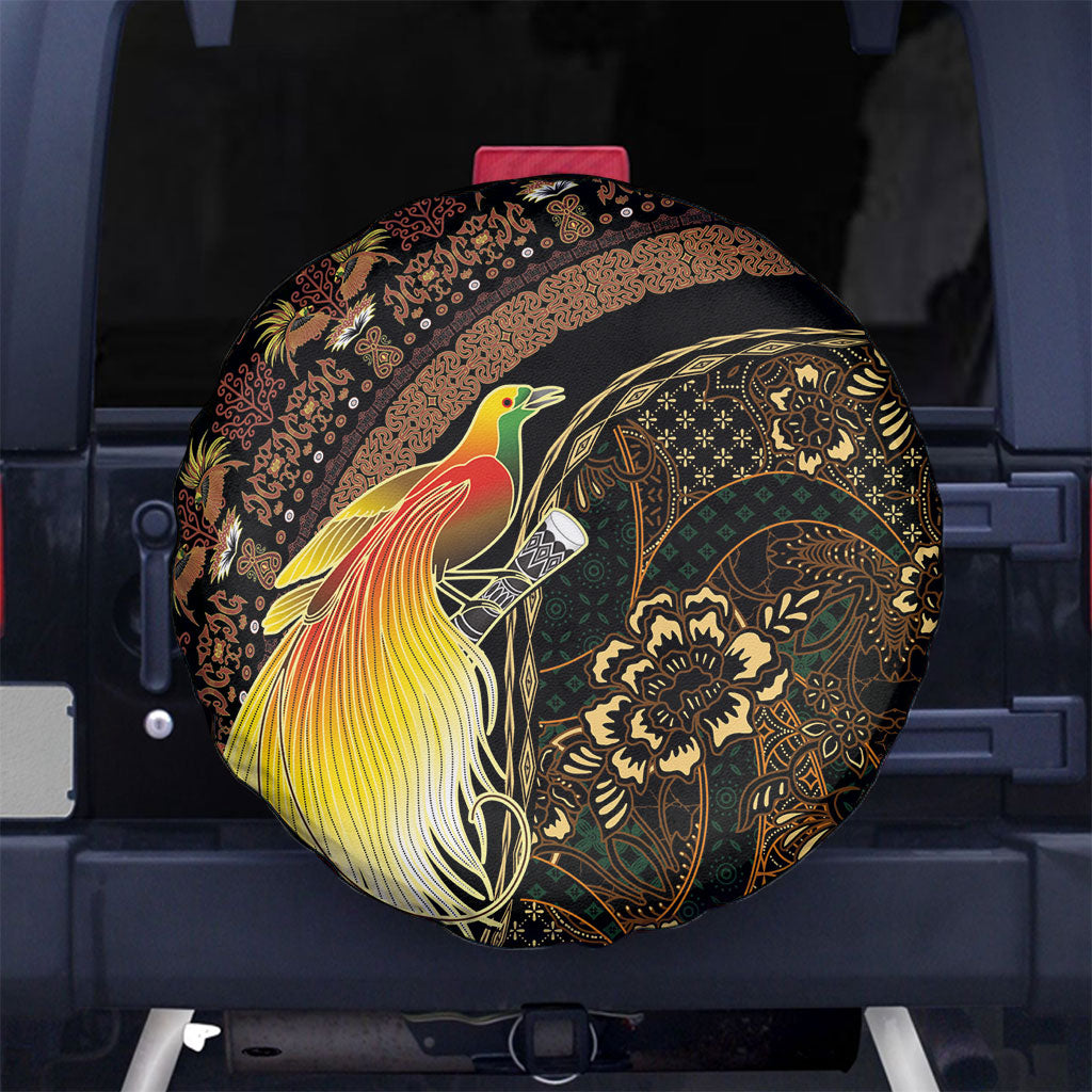 Papua New Guinea and Indonesia Batik Spare Tire Cover Bird of Paradise with Tribal Batik Patterns