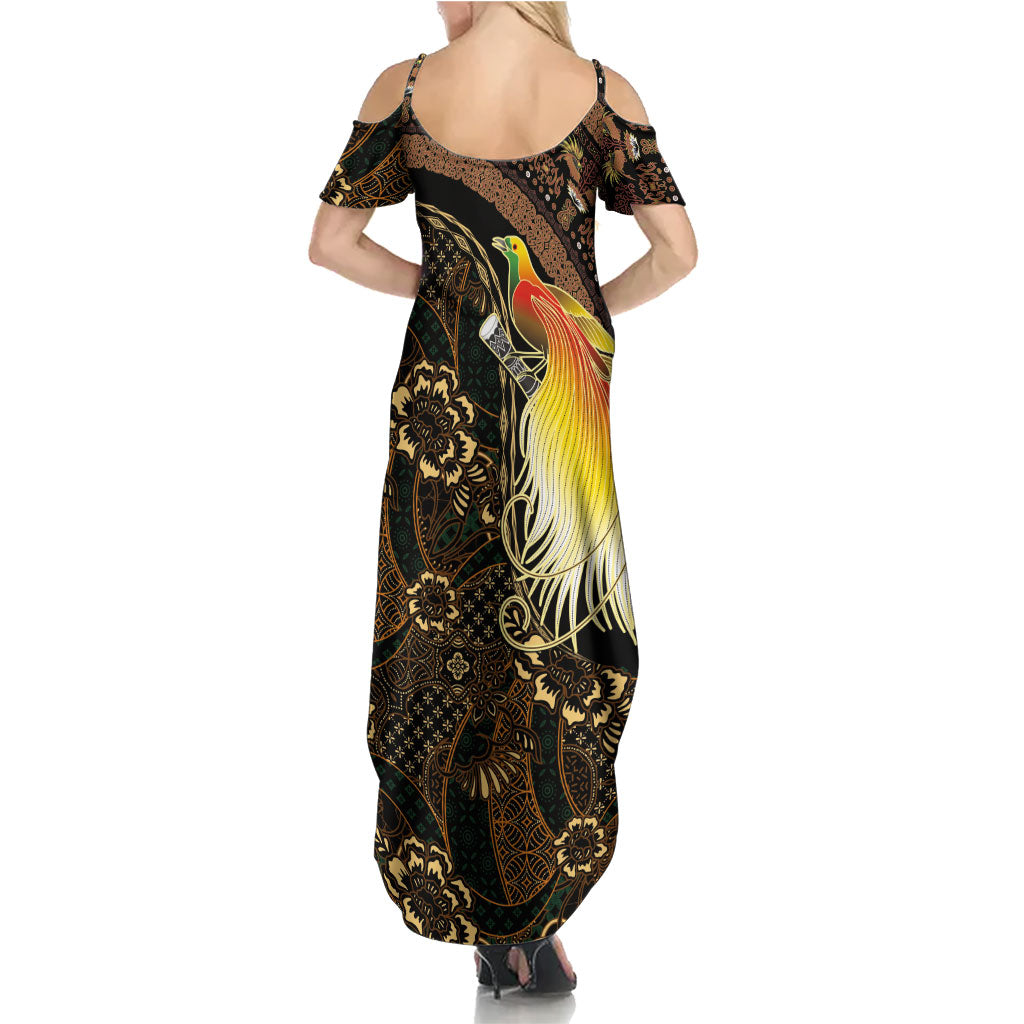 Papua New Guinea and Indonesia Batik Summer Maxi Dress Bird of Paradise with Tribal Batik Patterns