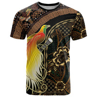 Papua New Guinea and Indonesia Batik T Shirt Bird of Paradise with Tribal Batik Patterns