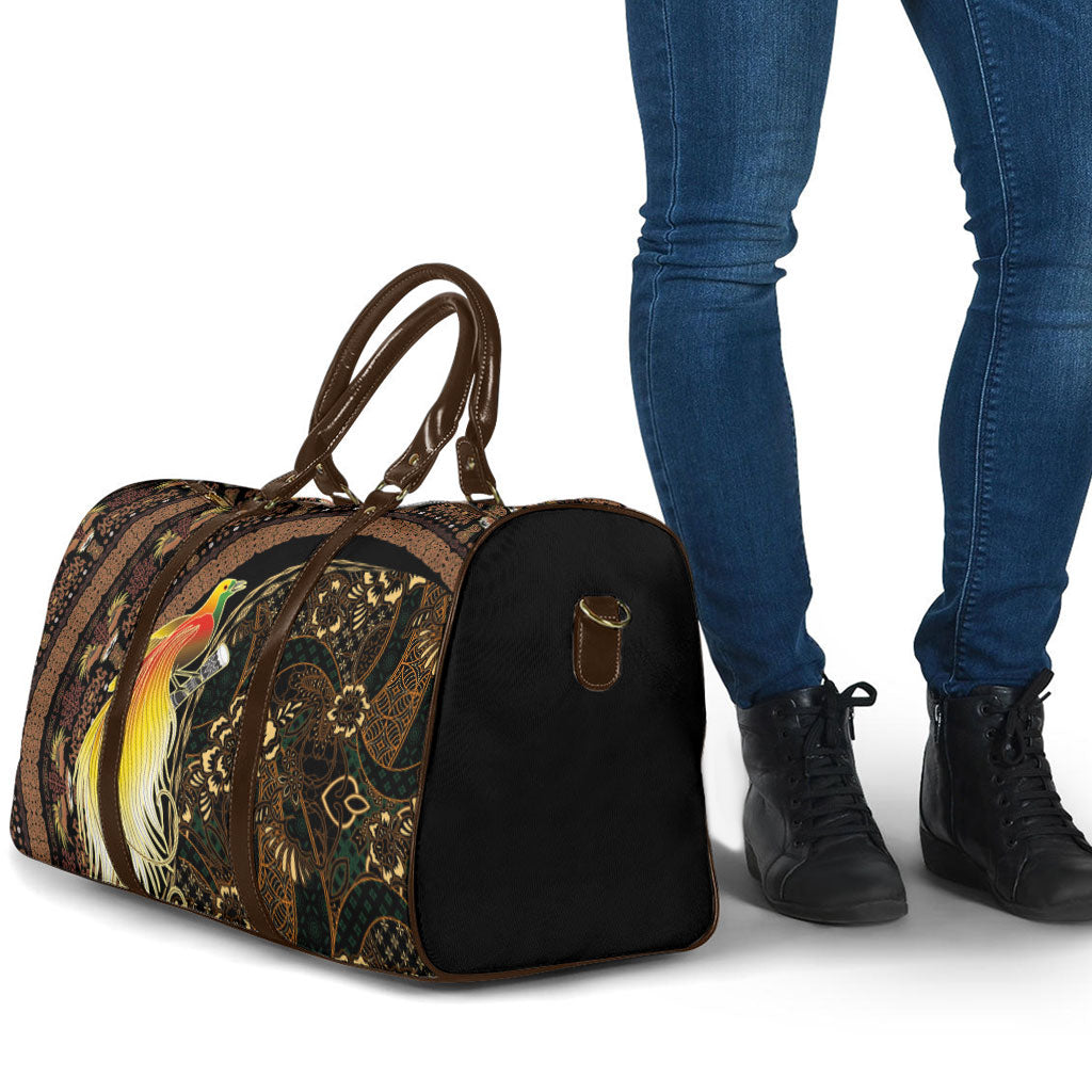 Papua New Guinea and Indonesia Batik Travel Bag Bird of Paradise with Tribal Batik Patterns