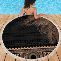 Fiji Palm Leaves Beach Blanket Masi and Tapa Tribal Pattern Beige Color LT03 - Polynesian Pride