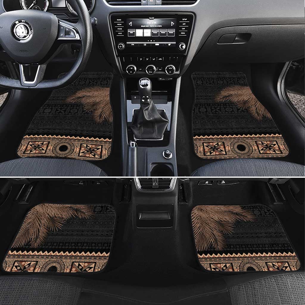 Fiji Palm Leaves Car Mats Masi and Tapa Tribal Pattern Beige Color