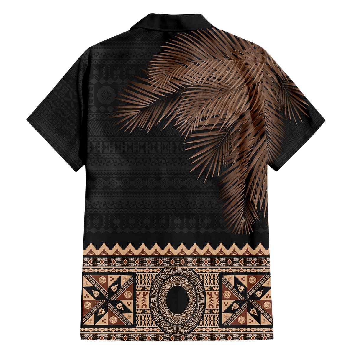 Fiji Palm Leaves Family Matching Puletasi and Hawaiian Shirt Masi and Tapa Tribal Pattern Beige Color