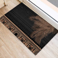 Fiji Palm Leaves Rubber Doormat Masi and Tapa Tribal Pattern Beige Color