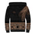 Fiji Palm Leaves Sherpa Hoodie Masi and Tapa Tribal Pattern Beige Color