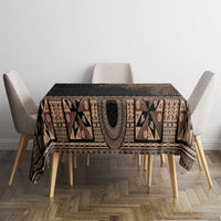 Fiji Palm Leaves Tablecloth Masi and Tapa Tribal Pattern Beige Color