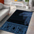 Fiji Palm Leaves Area Rug Masi and Tapa Tribal Pattern Blue Color