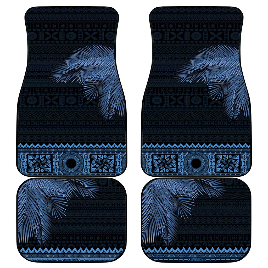 Fiji Palm Leaves Car Mats Masi and Tapa Tribal Pattern Blue Color