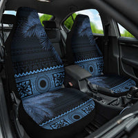 Fiji Palm Leaves Car Seat Cover Masi and Tapa Tribal Pattern Blue Color