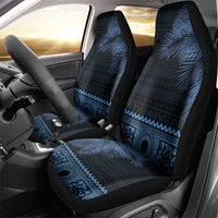 Fiji Palm Leaves Car Seat Cover Masi and Tapa Tribal Pattern Blue Color