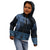 Fiji Palm Leaves Kid Hoodie Masi and Tapa Tribal Pattern Blue Color