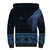 Fiji Palm Leaves Sherpa Hoodie Masi and Tapa Tribal Pattern Blue Color