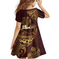 Polynesian Turtle Family Matching Off Shoulder Maxi Dress and Hawaiian Shirt Plumeria Hibiscus Pattern Oxblood LT03 - Polynesian Pride