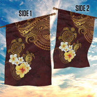Polynesian Turtle Garden Flag Plumeria Hibiscus Pattern Oxblood