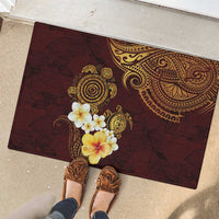 Polynesian Turtle Rubber Doormat Plumeria Hibiscus Pattern Oxblood