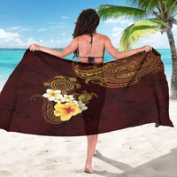 Polynesian Turtle Sarong Plumeria Hibiscus Pattern Oxblood