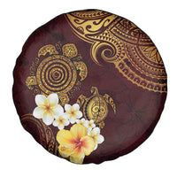 Polynesian Turtle Spare Tire Cover Plumeria Hibiscus Pattern Oxblood