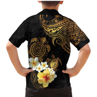 Polynesian Turtle Family Matching Mermaid Dress and Hawaiian Shirt Plumeria Hibiscus Pattern Black Color LT03 - Polynesian Pride