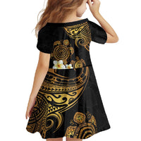 Polynesian Turtle Family Matching Off Shoulder Maxi Dress and Hawaiian Shirt Plumeria Hibiscus Pattern Black Color LT03 - Polynesian Pride