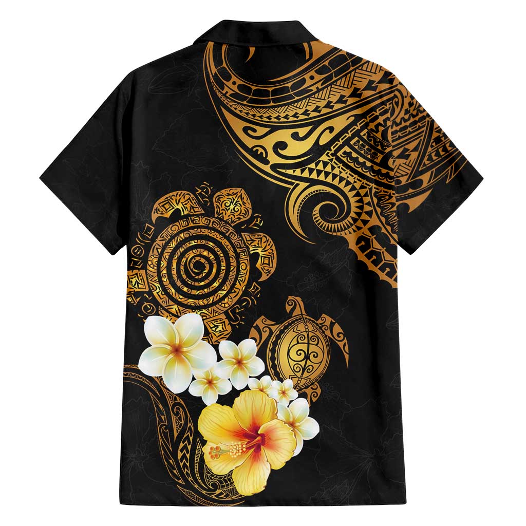 Polynesian Turtle Family Matching Off Shoulder Maxi Dress and Hawaiian Shirt Plumeria Hibiscus Pattern Black Color LT03 - Polynesian Pride