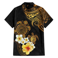 Polynesian Turtle Family Matching Tank Maxi Dress and Hawaiian Shirt Plumeria Hibiscus Pattern Black Color LT03 - Polynesian Pride