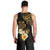 Polynesian Turtle Men Tank Top Plumeria Hibiscus Pattern Black Color