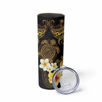 Polynesian Turtle Skinny Tumbler Plumeria Hibiscus Pattern Black Color LT03 - Polynesian Pride