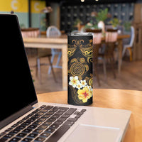 Polynesian Turtle Skinny Tumbler Plumeria Hibiscus Pattern Black Color LT03 - Polynesian Pride