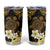 Polynesian Turtle Tumbler Cup Plumeria Hibiscus Pattern Black Color