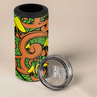New Zealand Kowhai Flowers 4 in 1 Can Cooler Tumbler Maori Koru Pattern LT03 - Polynesian Pride