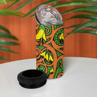 New Zealand Kowhai Flowers 4 in 1 Can Cooler Tumbler Maori Koru Pattern LT03 - Polynesian Pride