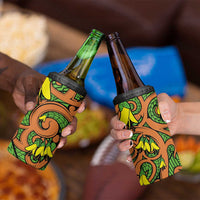 New Zealand Kowhai Flowers 4 in 1 Can Cooler Tumbler Maori Koru Pattern LT03 - Polynesian Pride