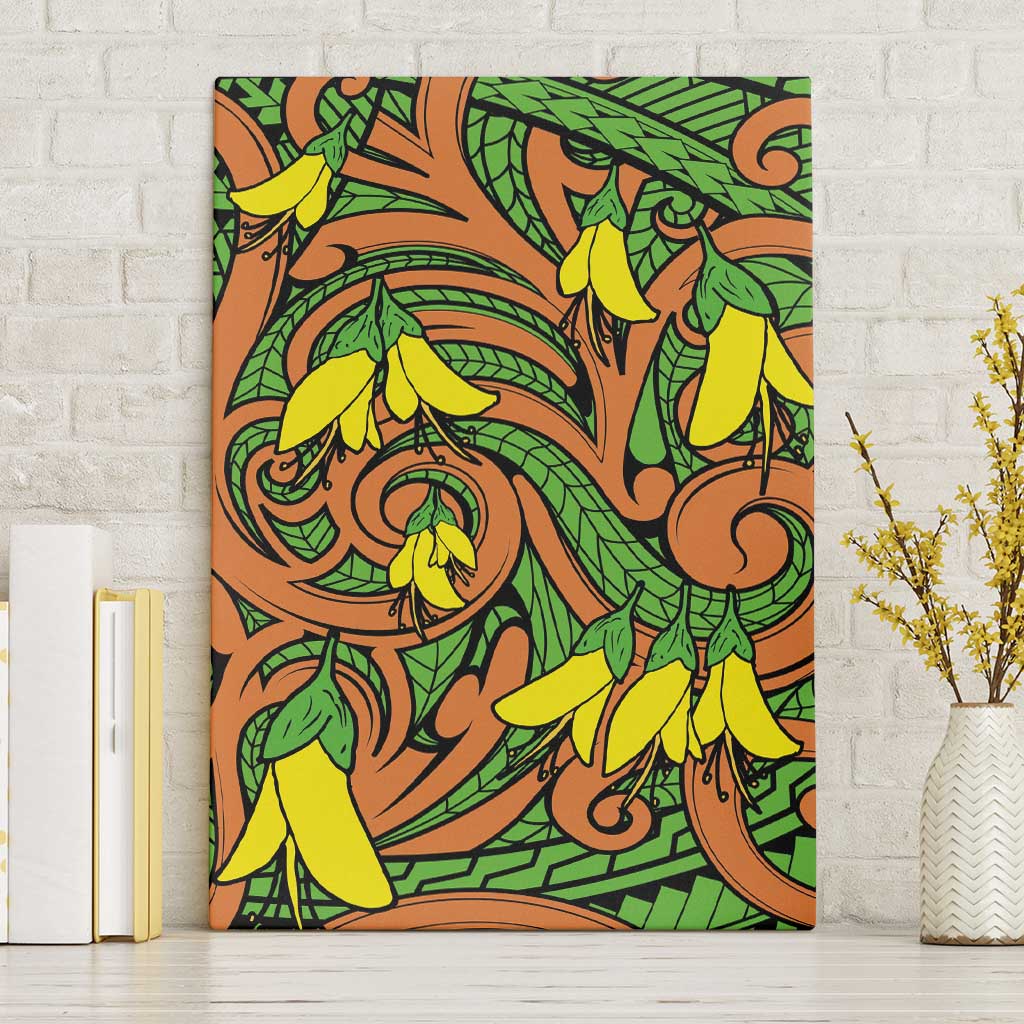 New Zealand Kowhai Flowers Canvas Wall Art Maori Koru Pattern