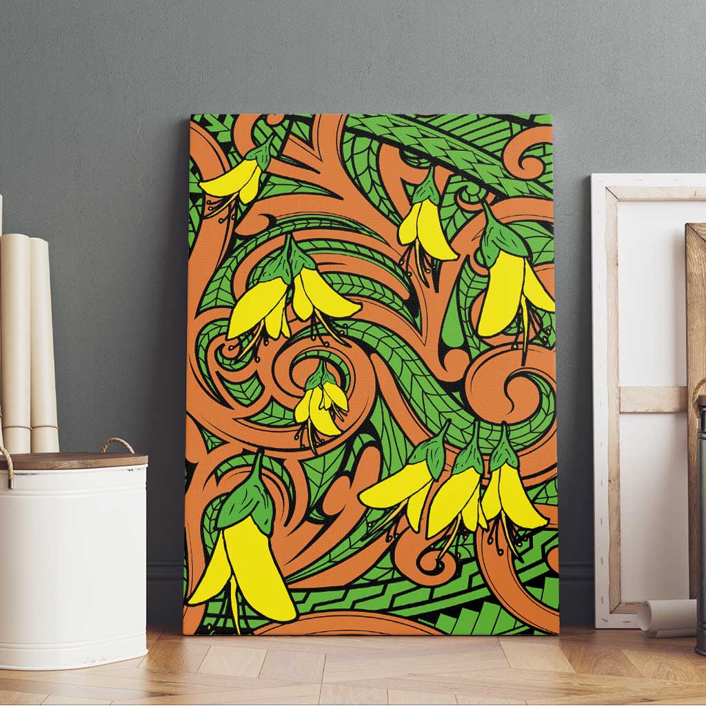 New Zealand Kowhai Flowers Canvas Wall Art Maori Koru Pattern