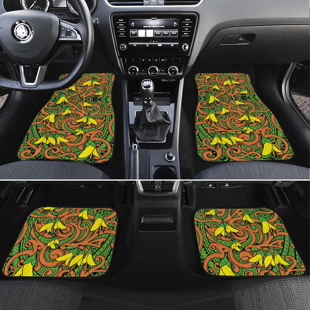 New Zealand Kowhai Flowers Car Mats Maori Koru Pattern