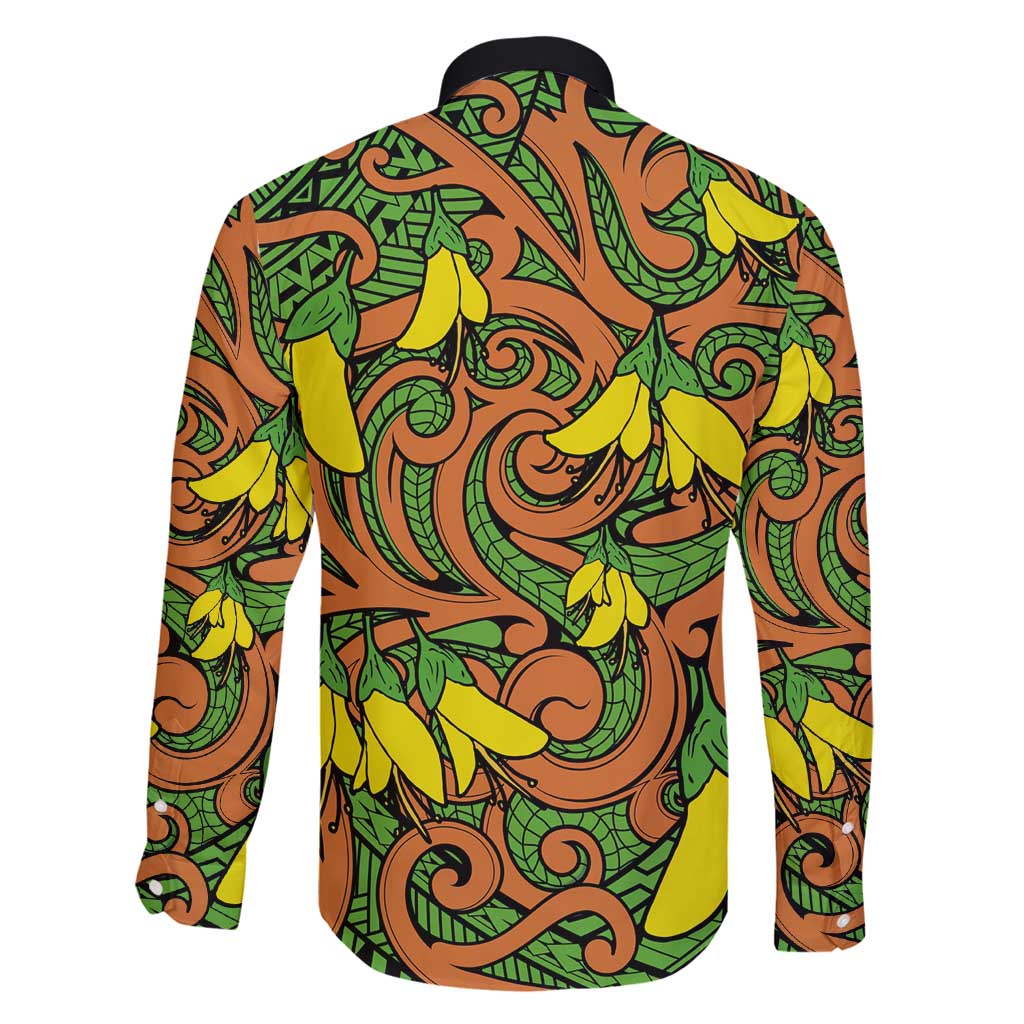 New Zealand Kowhai Flowers Family Matching Off Shoulder Maxi Dress and Hawaiian Shirt Maori Koru Pattern LT03 - Polynesian Pride
