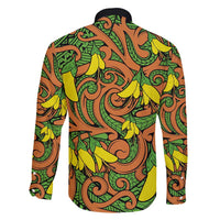 New Zealand Kowhai Flowers Family Matching Off Shoulder Maxi Dress and Hawaiian Shirt Maori Koru Pattern LT03 - Polynesian Pride