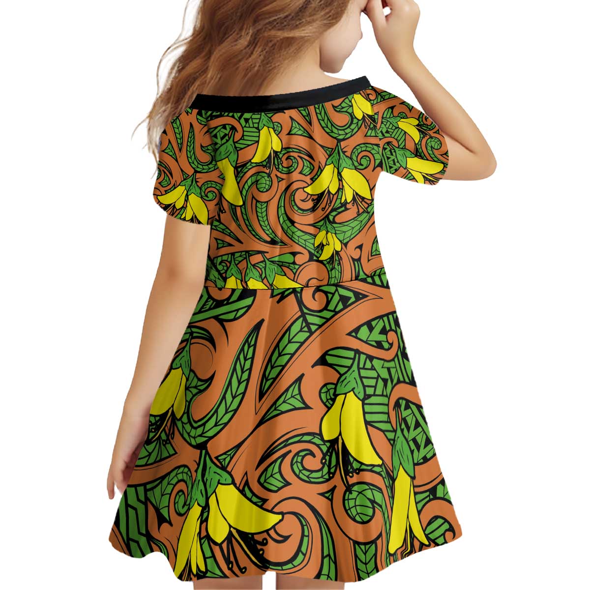 New Zealand Kowhai Flowers Family Matching Puletasi and Hawaiian Shirt Maori Koru Pattern