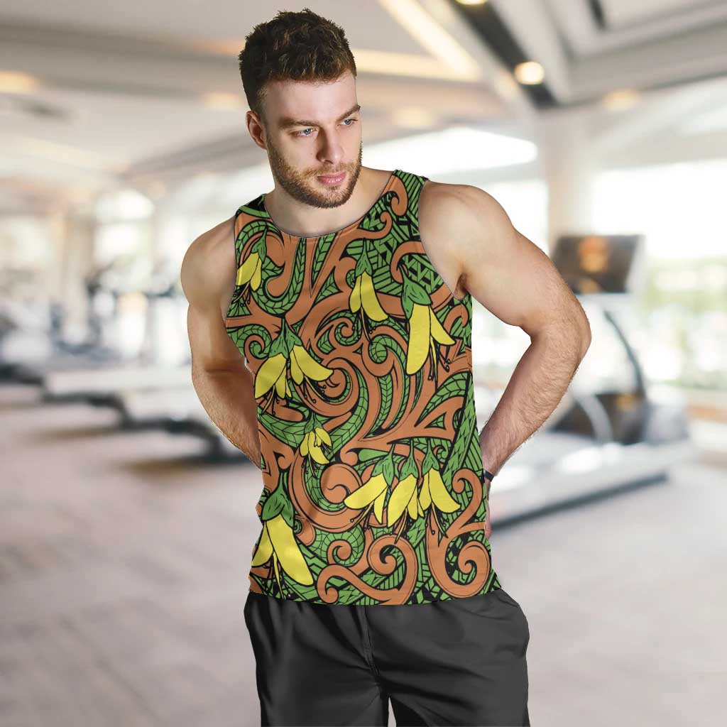 New Zealand Kowhai Flowers Men Tank Top Maori Koru Pattern